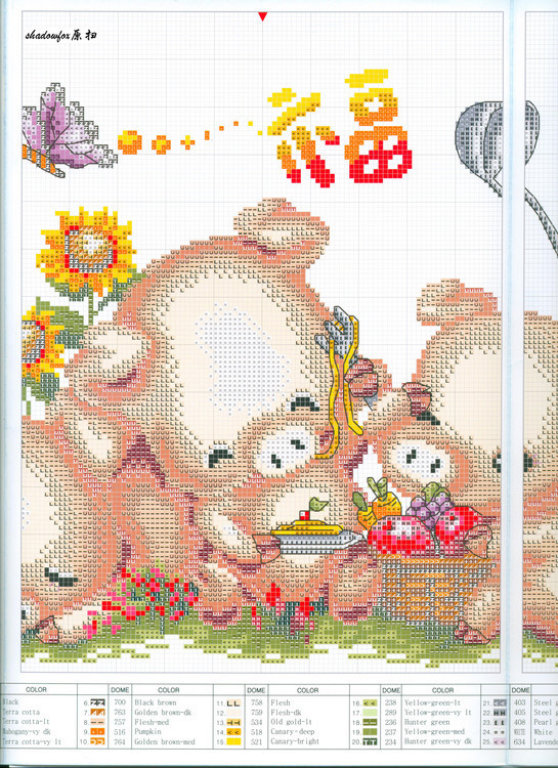 Schema punto croce Cuscino family pig 3