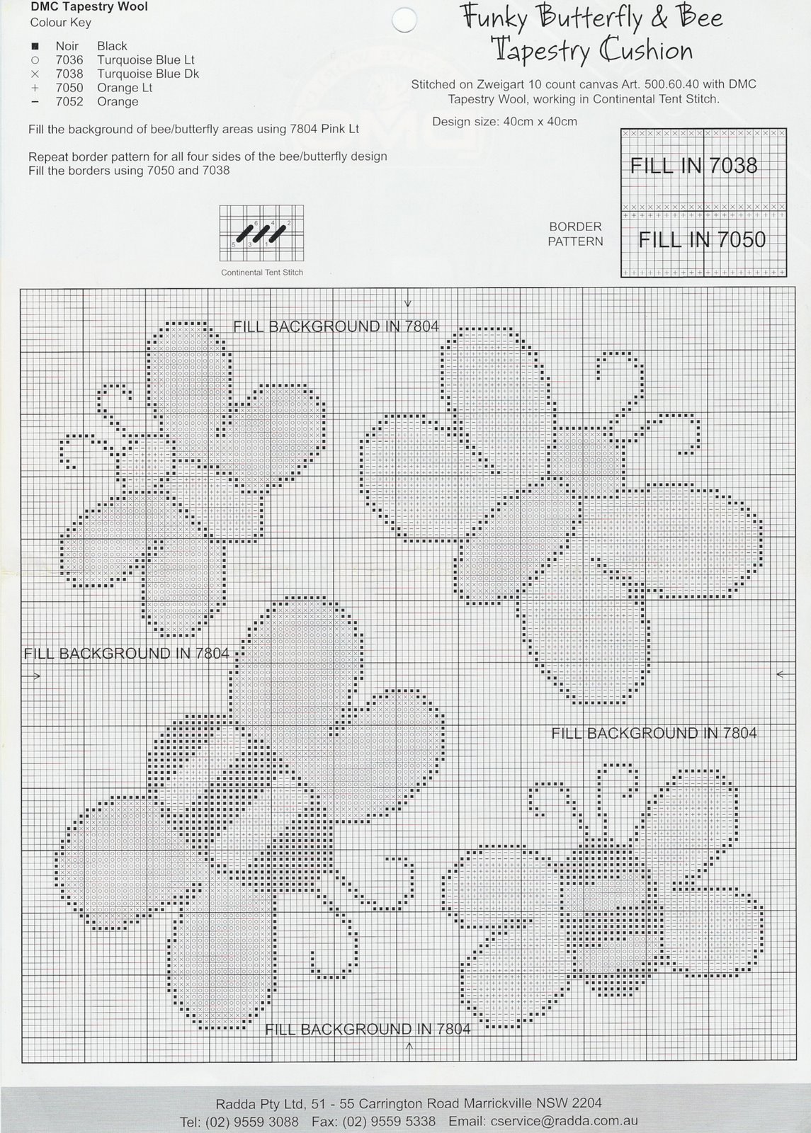 Schema punto croce Cuscino farfalle 1