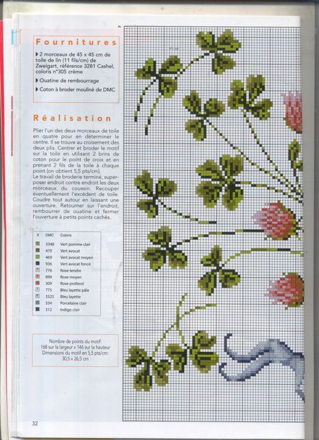 Schema punto croce Cuscino floreale r1