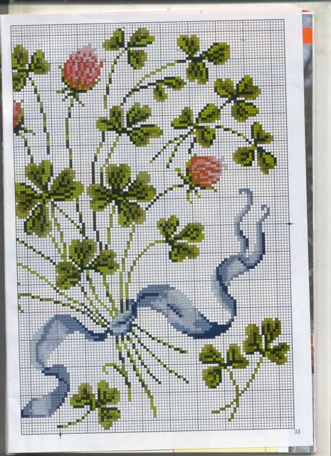 Schema punto croce Cuscino floreale r2