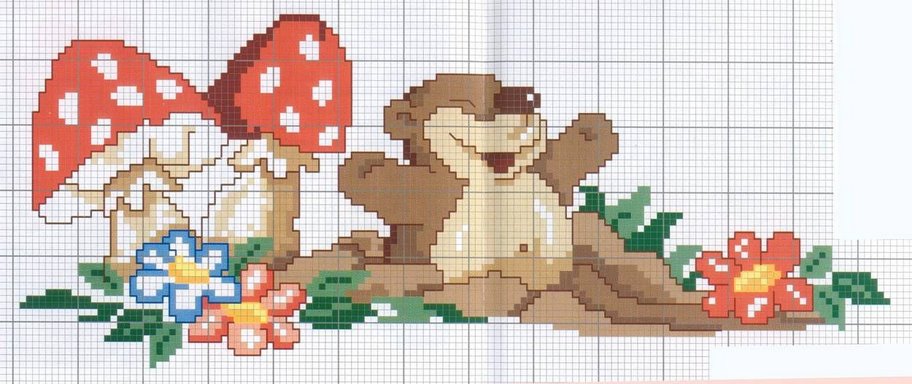 Schema punto croce Cuscino funghi talpa