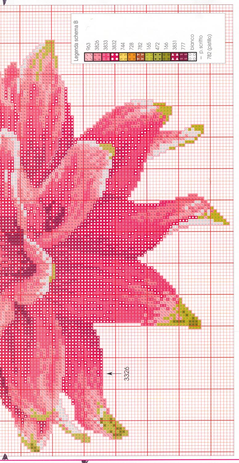 Schema punto croce Cuscino fuxia 2