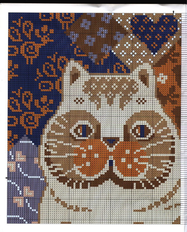 Schema punto croce Cuscino gatto 1