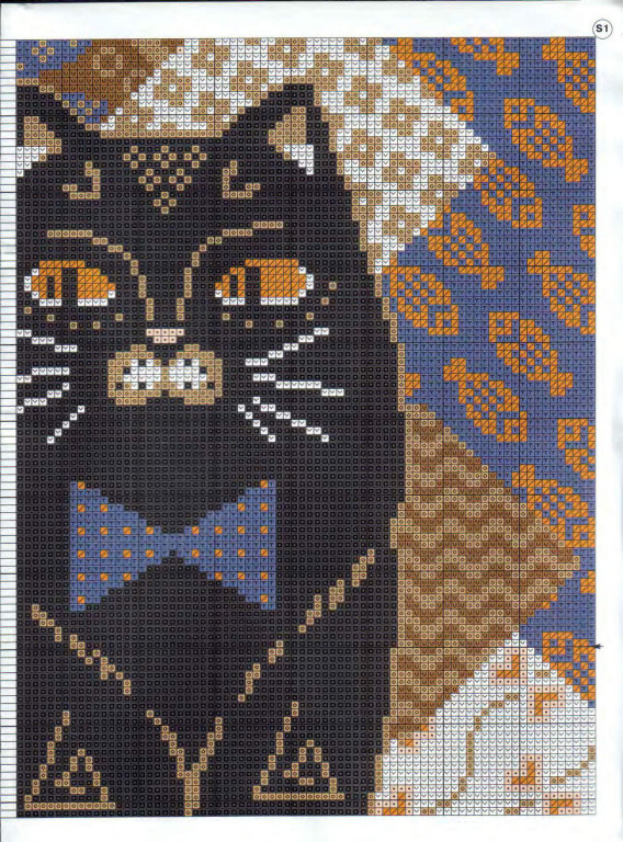 Schema punto croce Cuscino gattone 2