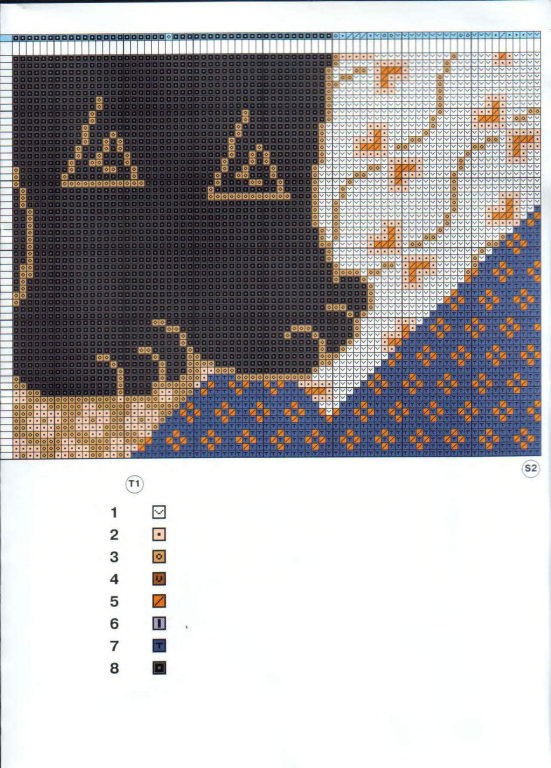 Schema punto croce Cuscino gattone 4