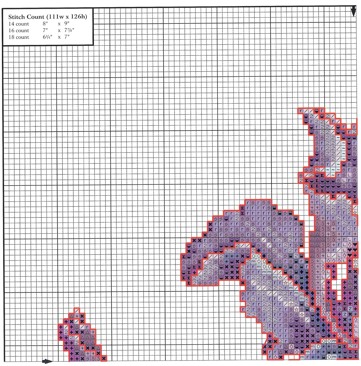 Schema punto croce Cuscino iris 1