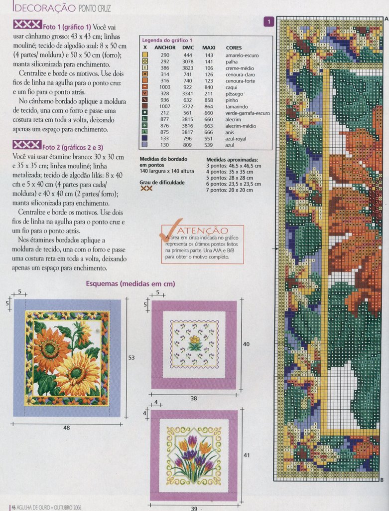 Schema punto croce Cuscino margherite 1