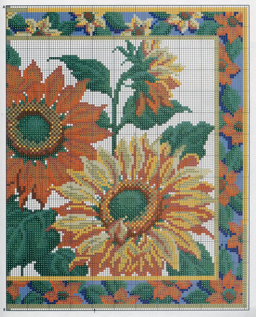 Schema punto croce Cuscino margherite 2