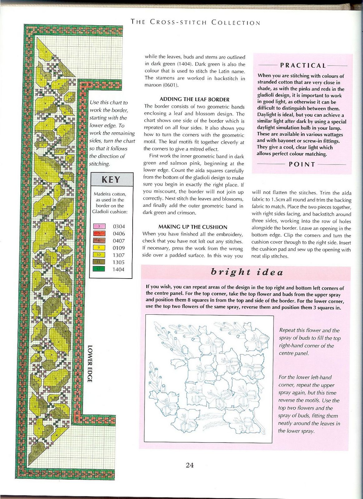 Schema punto croce Cuscino motivo floreale 2