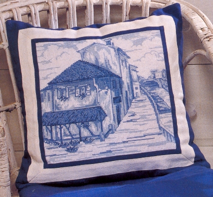 Schema punto croce Cuscino paesaggio a