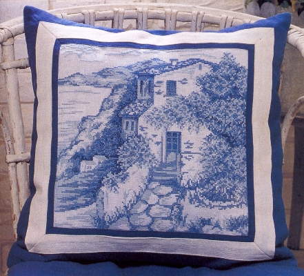 Schema punto croce Cuscino paesaggio b