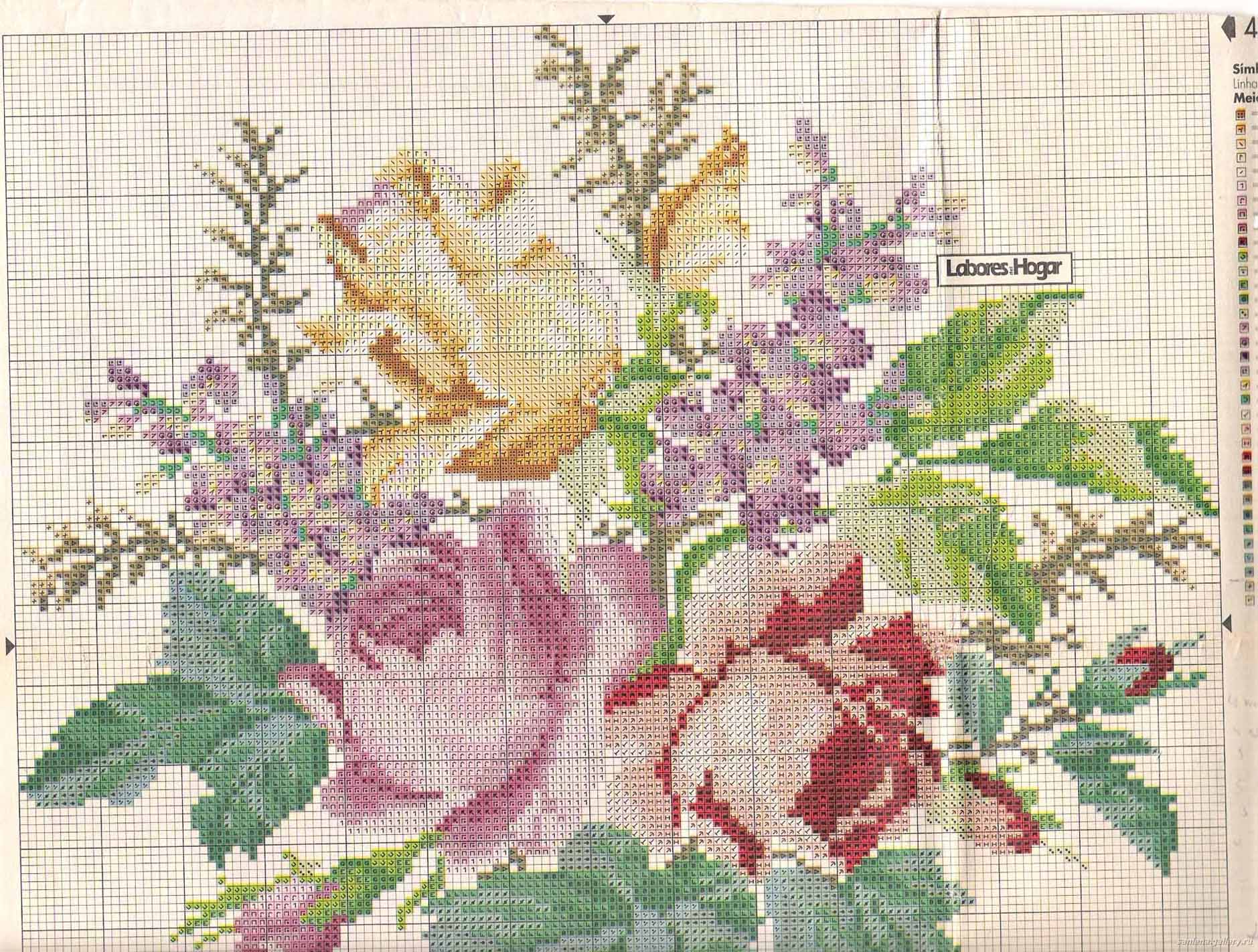 Schema punto croce Cuscino rose 1