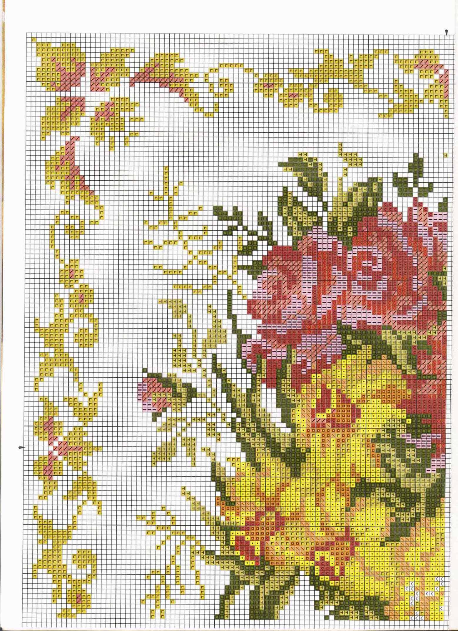 Schema punto croce Cuscino rose a1