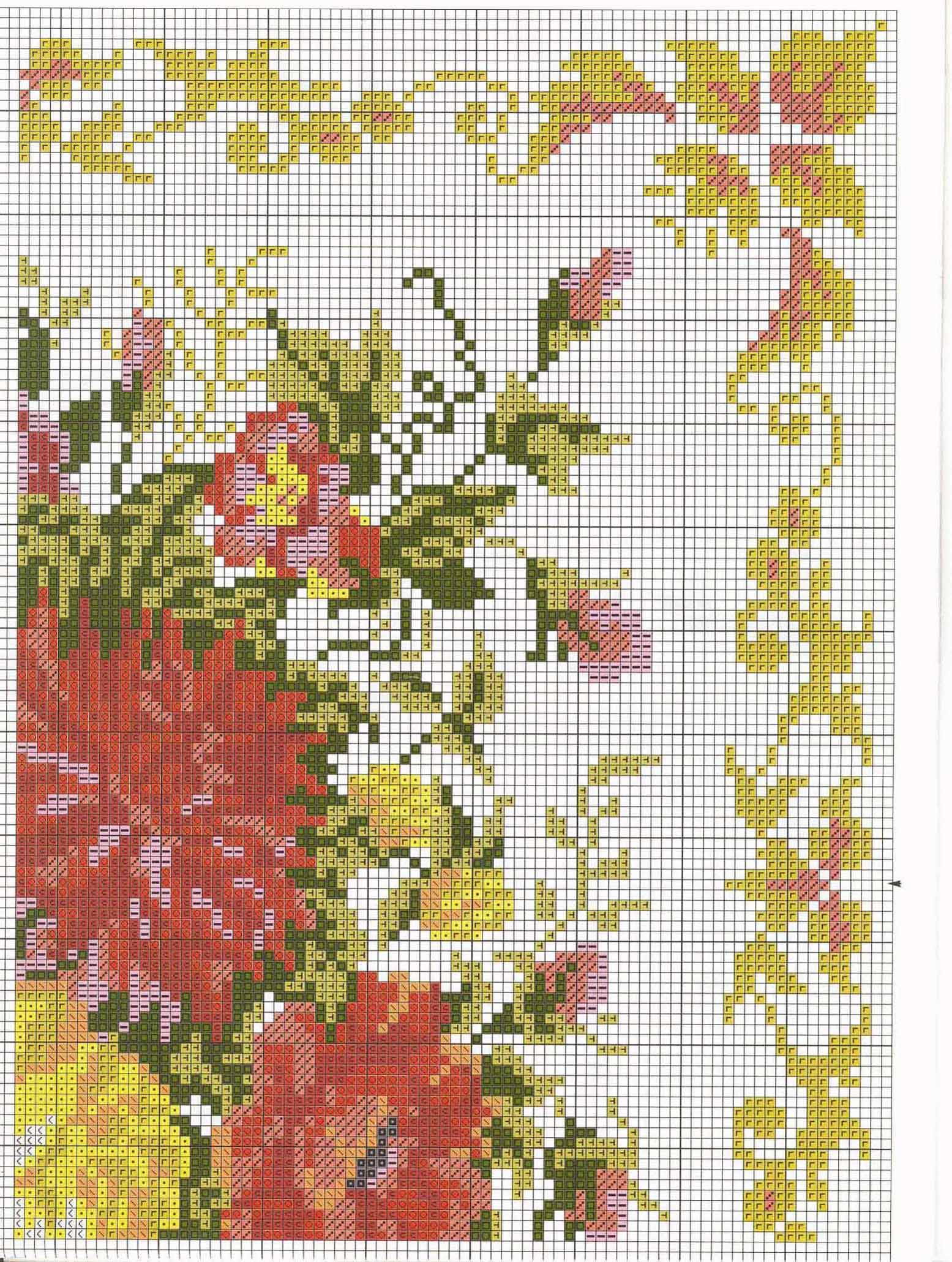 Schema punto croce Cuscino rose a2