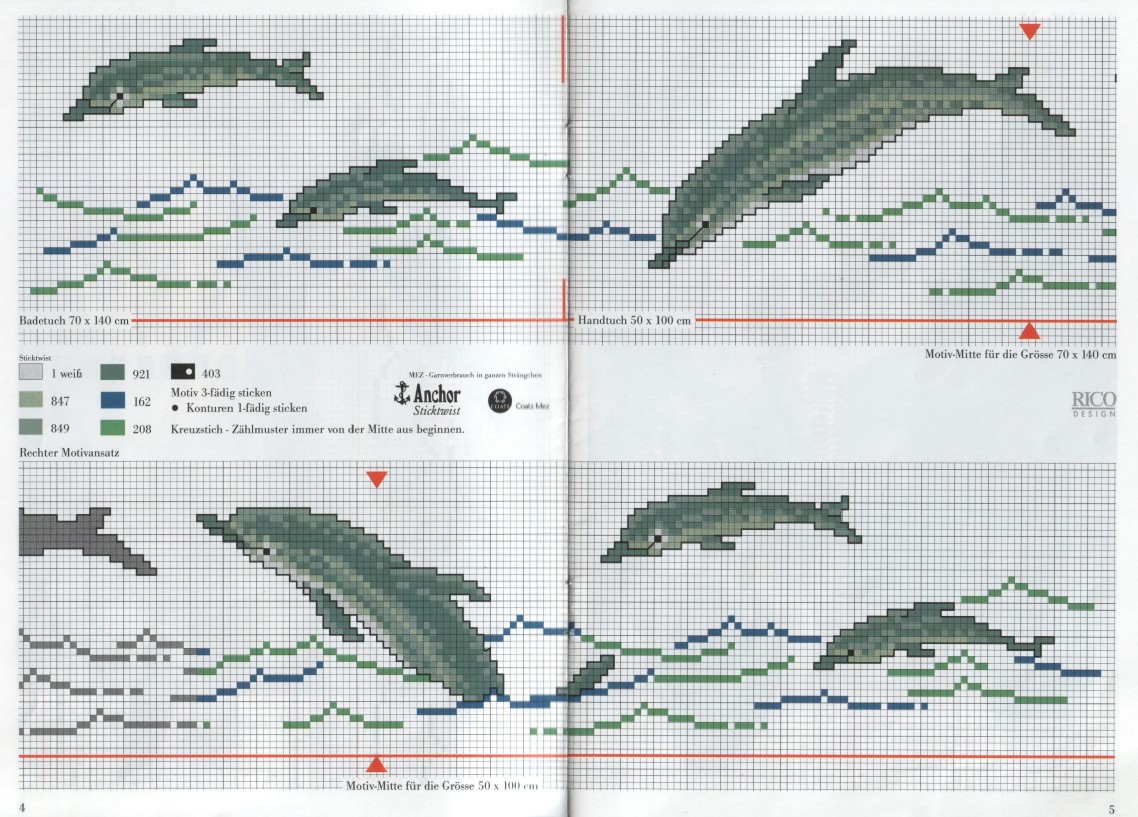 Schema punto croce Delfini 2