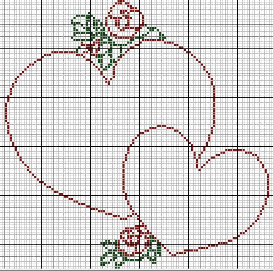 Schema punto croce Due cuori