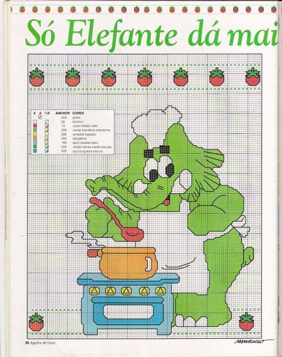 Schema punto croce Elefante cuoca