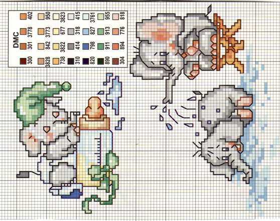 Schema punto croce Elefantini