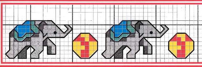Schema punto croce Elefantini circo
