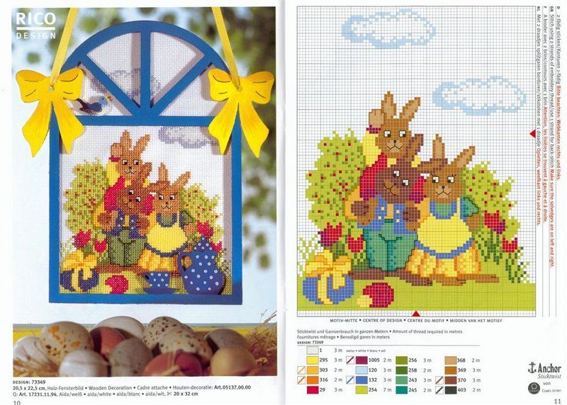 Schema punto croce Famiglia coniglietti