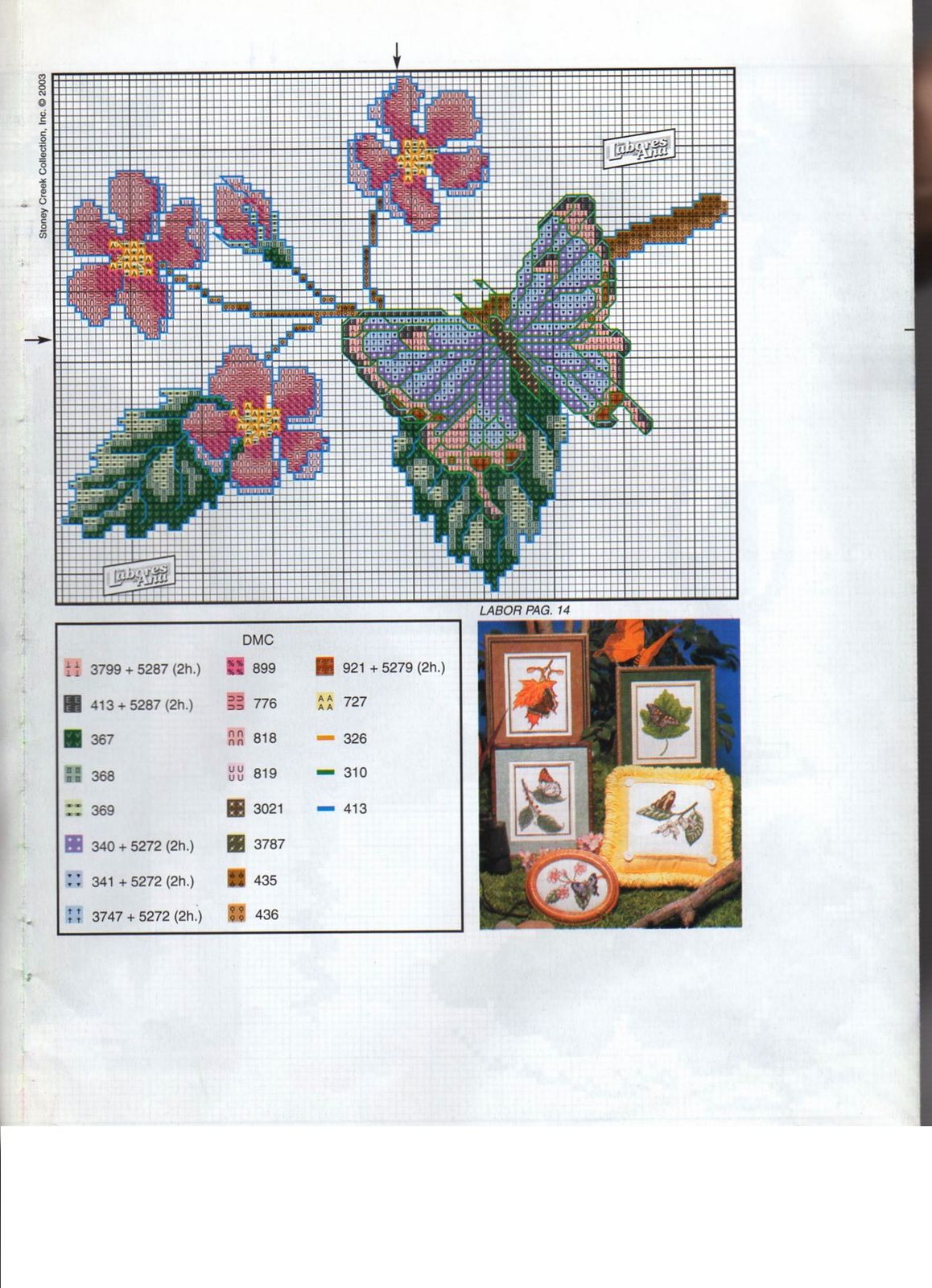 Schema punto croce Farfalla su foglia 5