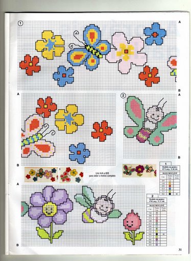 Schema punto croce Farfalle fiori