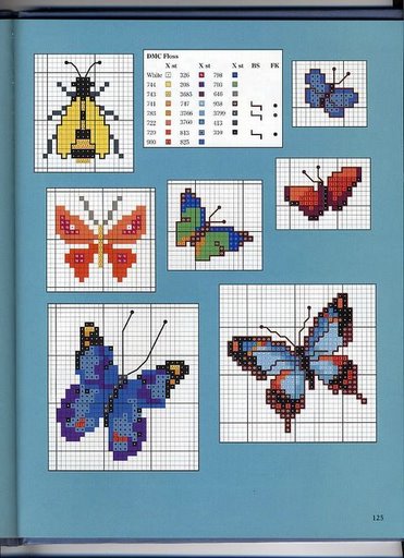 Schema punto croce Farfalle varie