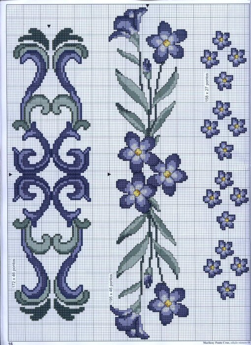 Schema punto croce Fiore blu 2