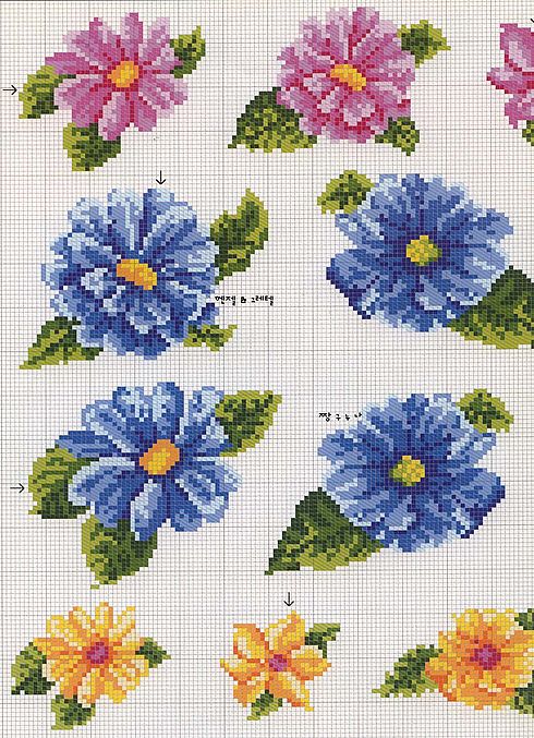 Schema punto croce Fiorellini rosa