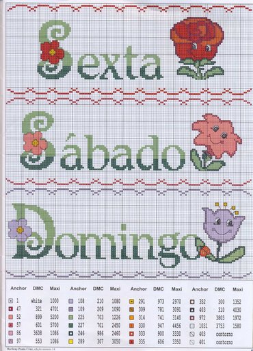 Schema punto croce Fiori con occhi 2