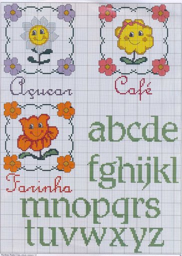 Schema punto croce Fiori con occhi 3