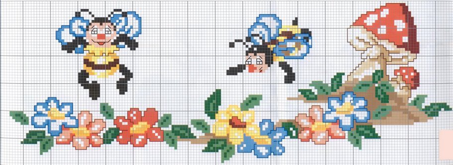 Schema punto croce Funghi api