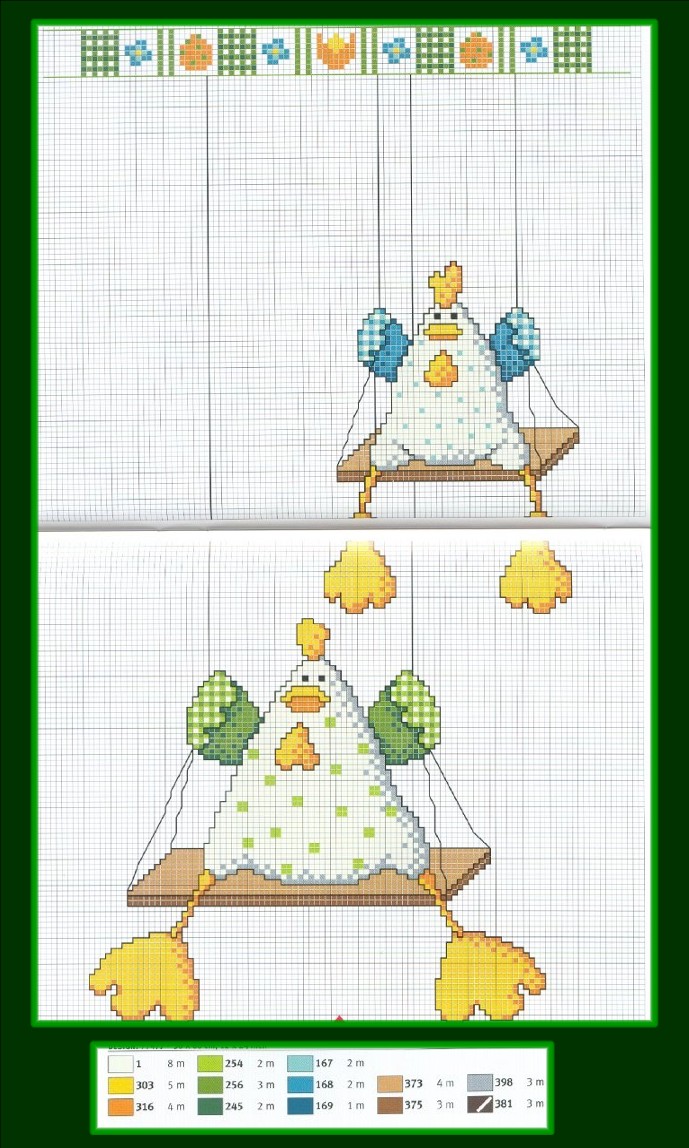 Schema punto croce Galli su altalena