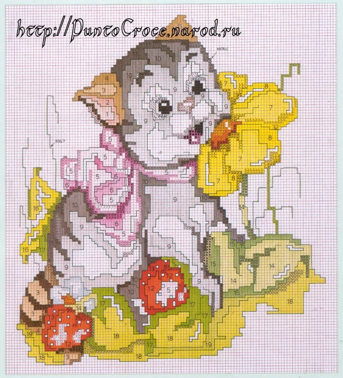 Schema punto croce Gattini 2