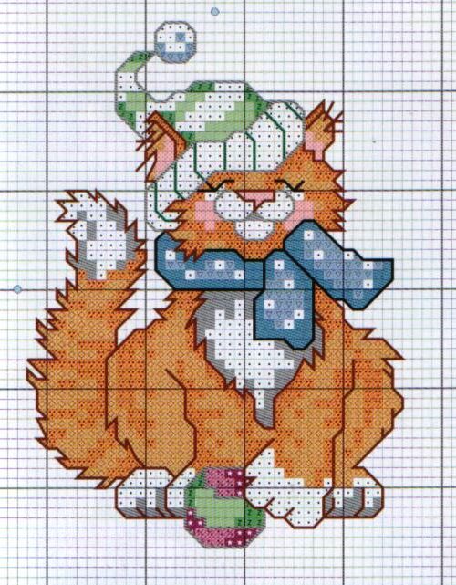 Schema punto croce Gatto inverno
