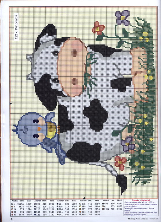 Schema punto croce Mucca pascola