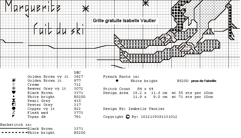 Schema punto croce Mucca sci 2