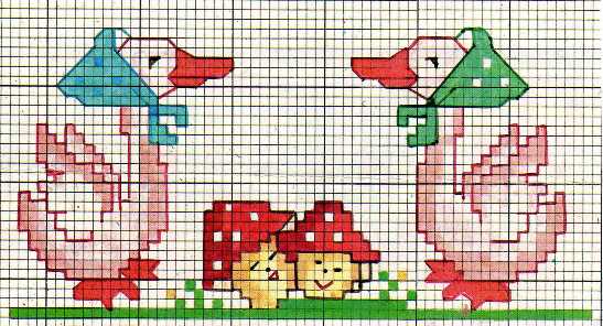 Schema punto croce Ochette comari