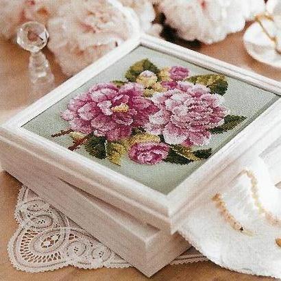 Schema punto croce Peonie scatole