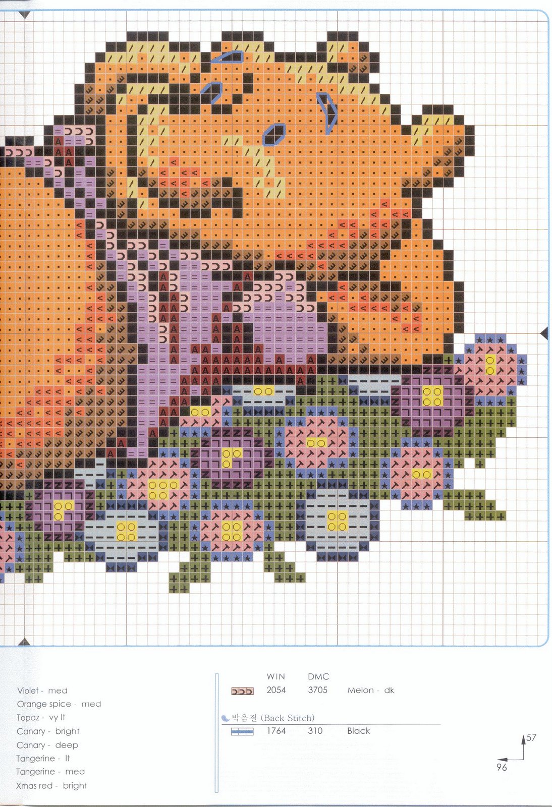 Schema punto croce Pooh pancia in su 2