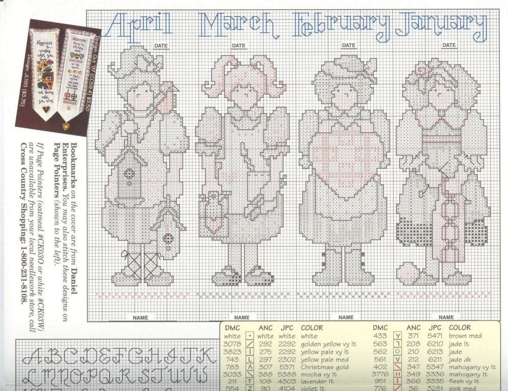 Schema punto croce Segnalibri compleanno 1