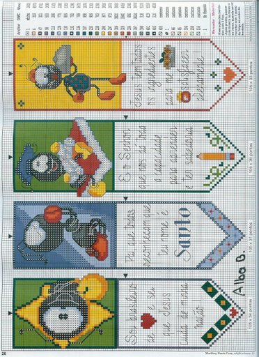 Schema punto croce Segnalibri quattro