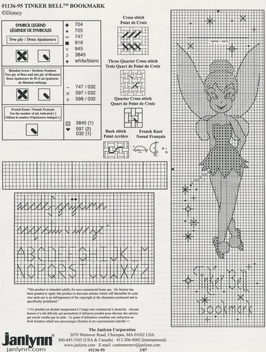 Schema punto croce Segnalibro fata 1
