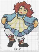 Schema punto croce bambolina inchino