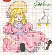 Schema punto croce bambolina rosa bionda