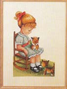 Schema punto croce bimba gattino 1