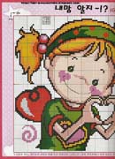 Schema punto croce bimba romantica 1