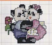 Schema punto croce Coppia Orsetti