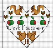 Schema punto croce Cuore Autunno