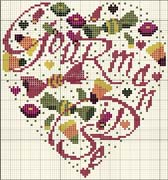 Schema punto croce Cuore Caramelle